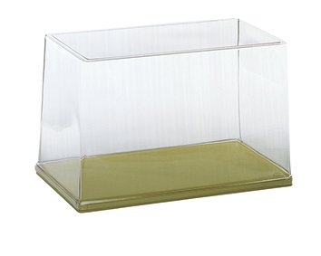 Caja antipolvo transparente con peana verde